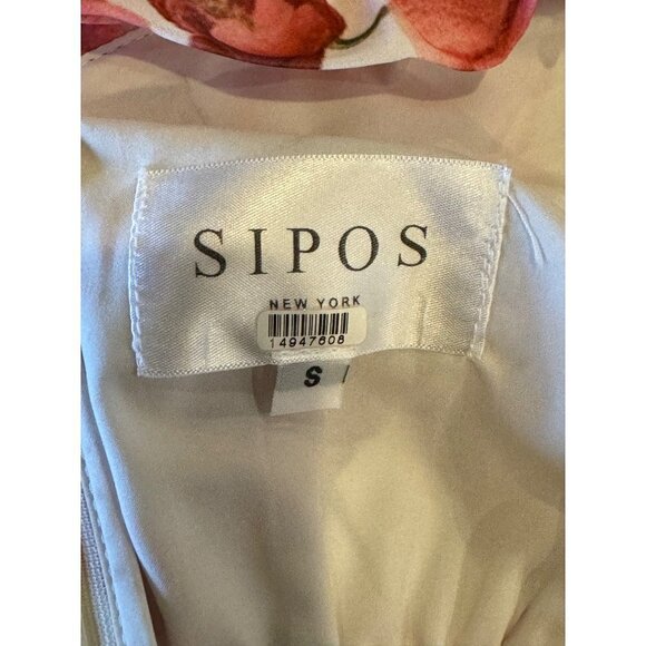 Samantha Sipos Ivory And Red Strawberry Floral Print Ruffle Midi Dress Size S - Picture 13 of 13
